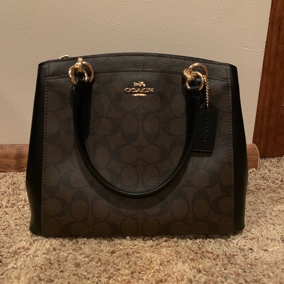 Coach Handbags - NWT Coach Signature Minetta Brown Black Authentic